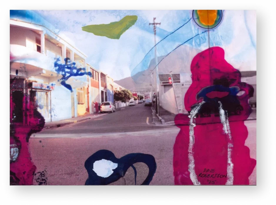 Transition Five_20cm x 15cm_ink,acrylic,oil stick on photograph, Hamilton Art Gallery, Cape Town
